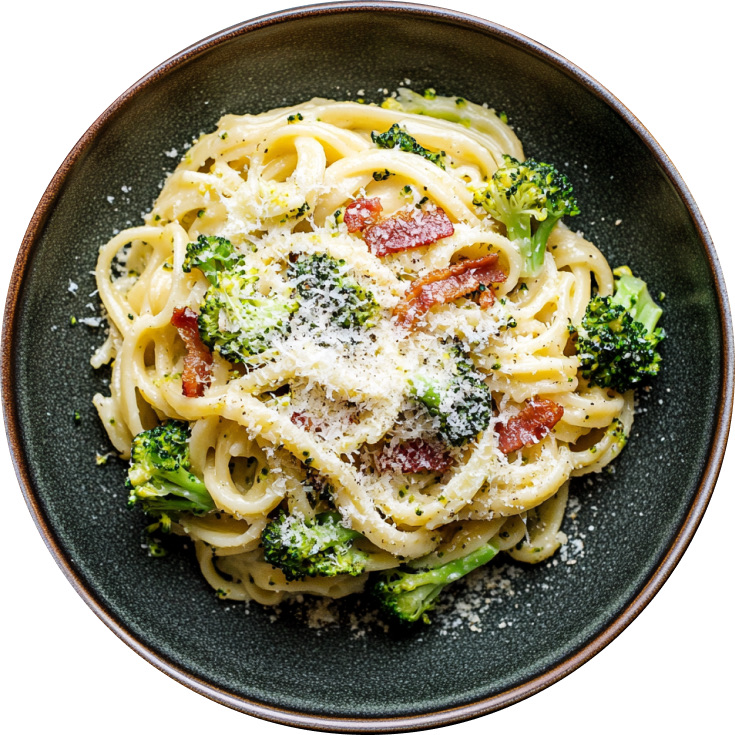 Creamy, Cheesy, Maple Bacon and Broccoli Bucatini