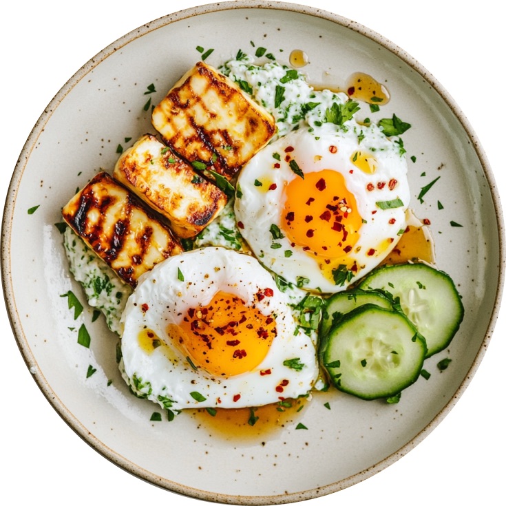 Hot Honey Halloumi Turkish Eggs