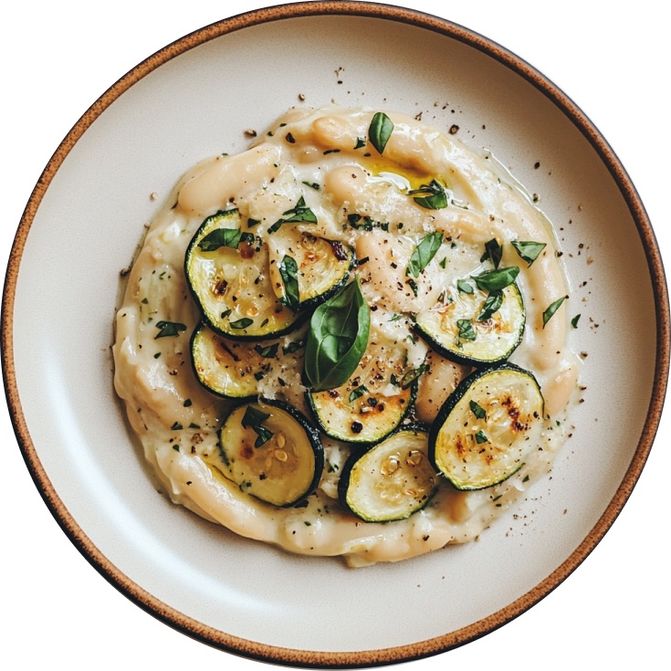 Creamy Lemon and Garlic Butter Beans with Roasted Zucchini