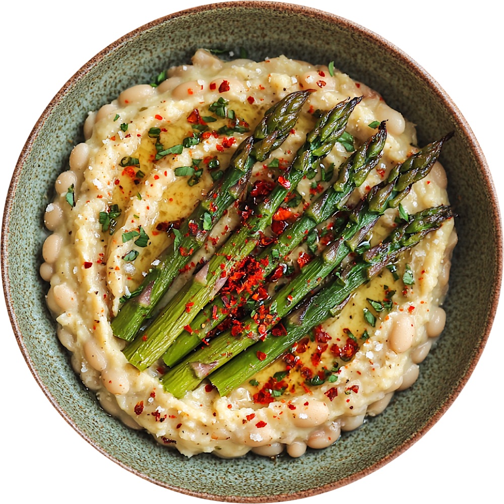 Asparagus with Braised Butter Beans