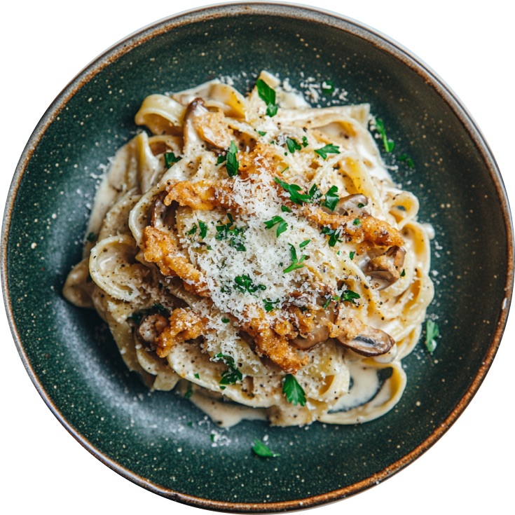 Creamy Cajun Alfredo with Fried Oyster Mushrooms