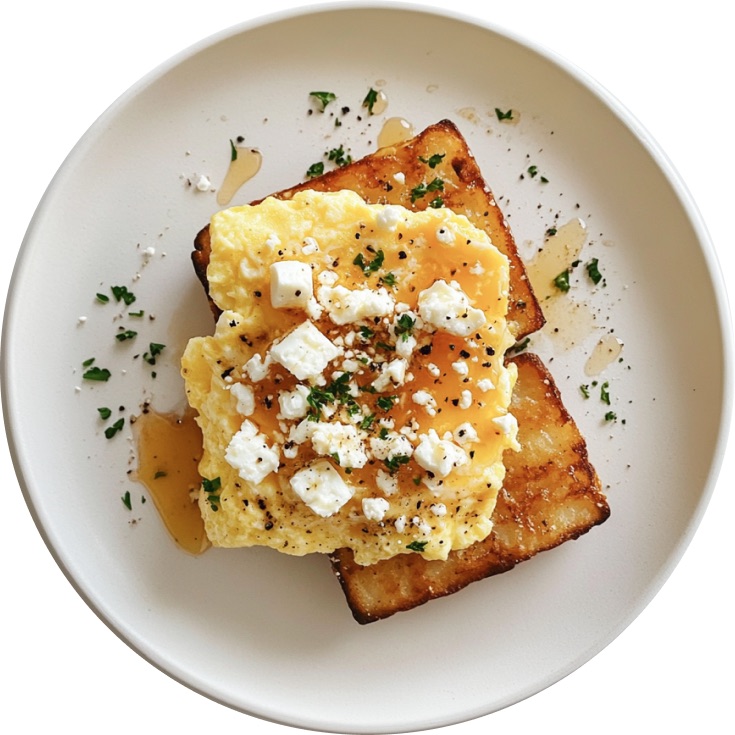 Hot Honey, Feta & Scrambled Egg Loaded Hash Browns