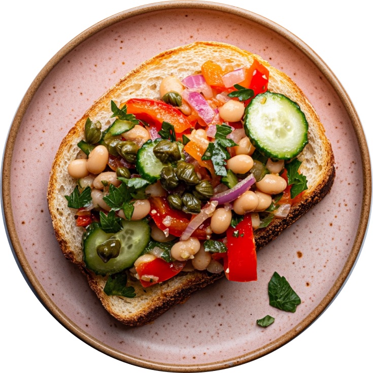Marinated Roasted Bell Pepper Bean Salad with Crispy Capers