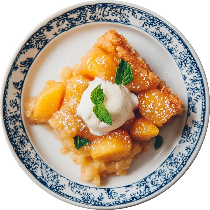Peach Cobbler with Homemade Cream Cheese Ice Cream