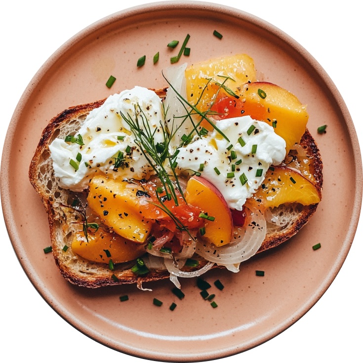 Caramelised Fennel, Peach & Burrata Crostini