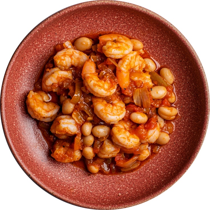 Spicy Tomatoey Shrimp & Beans