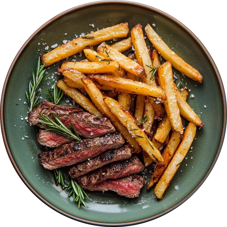 Steak Frites with Peppercorn Sauce