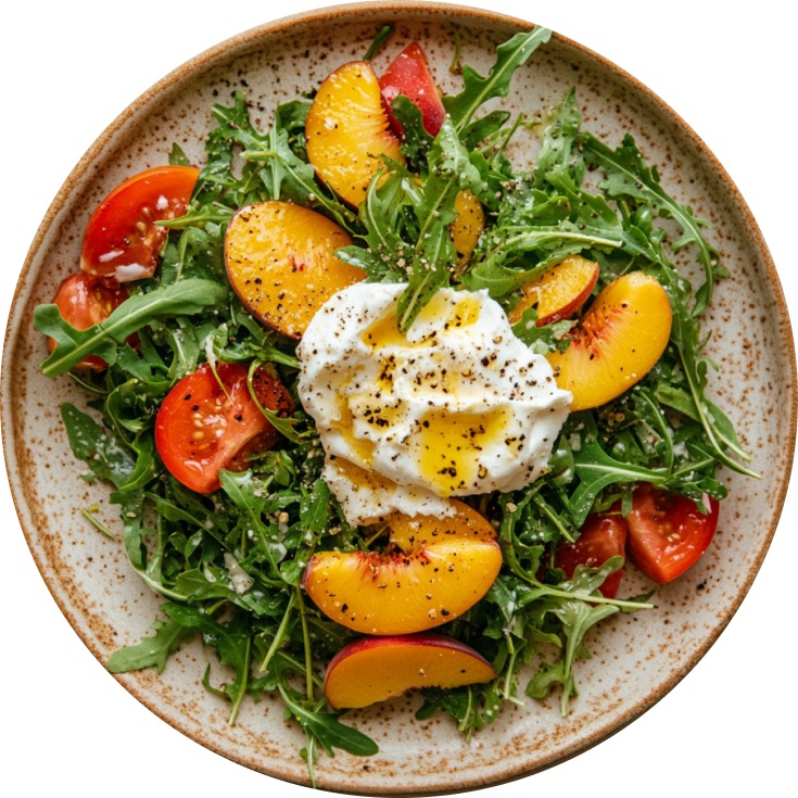 Peach and Prosciutto Salad with Burrata