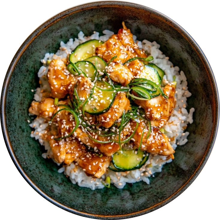 Garlic Sesame Chicken Zucchini Bowls