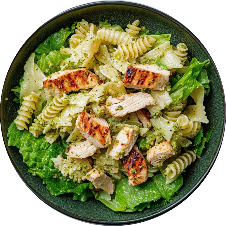 Pesto Chicken Caesar Pasta Salad