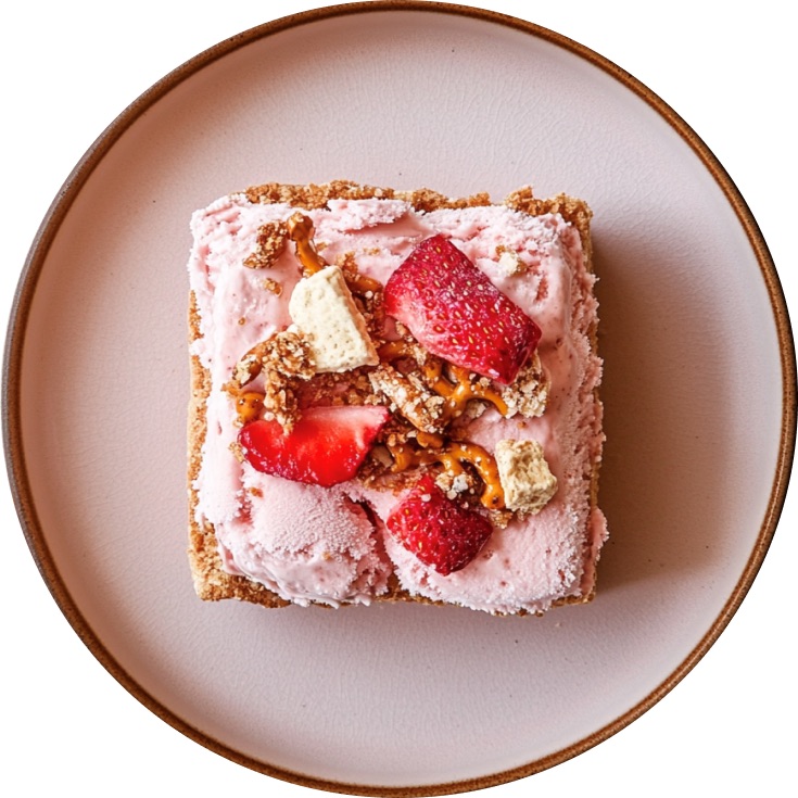No-Bake Strawberry Pretzel Crunch Cheesecake Bars