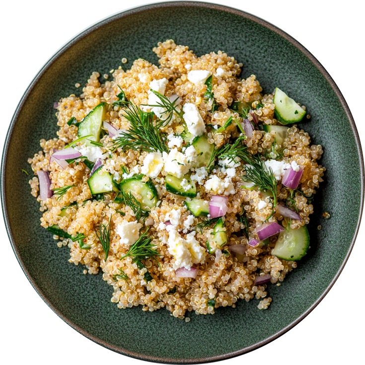 Cucumber Salad with Crispy Quinoa & Lemon Vinaigrette