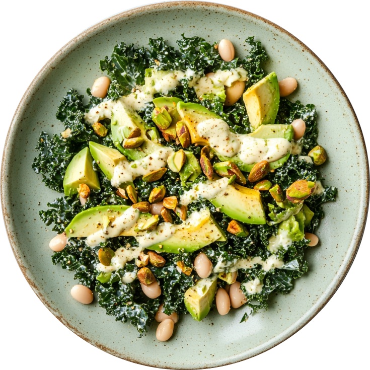 Crunchy Kale & White Bean Salad with Creamy Pistachio Dressing