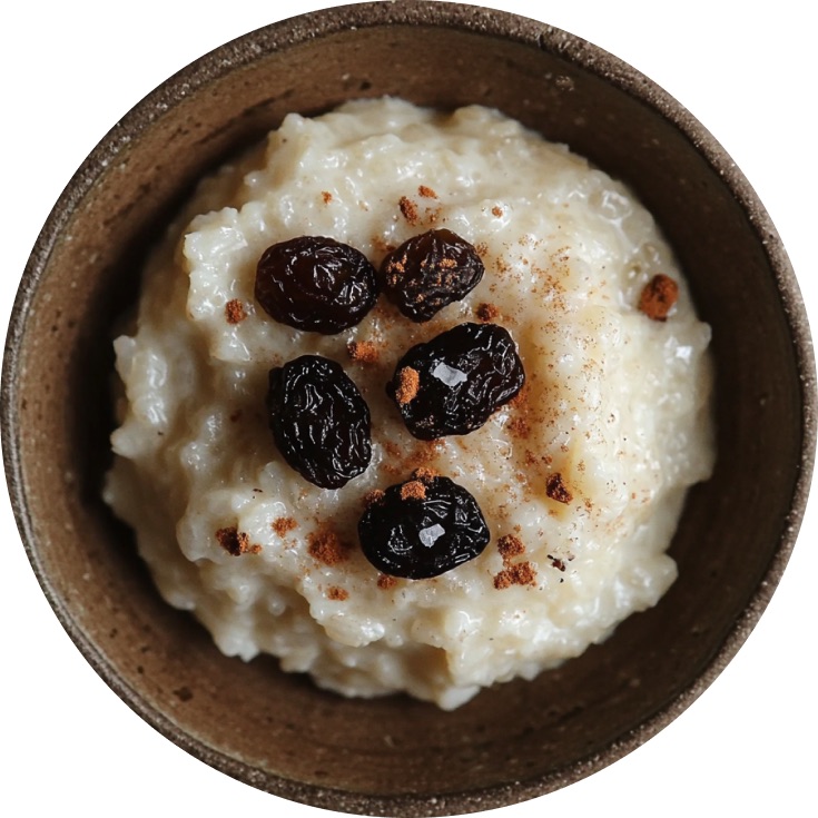 Boozy Rice Pudding with Amaro Soaked Raisins