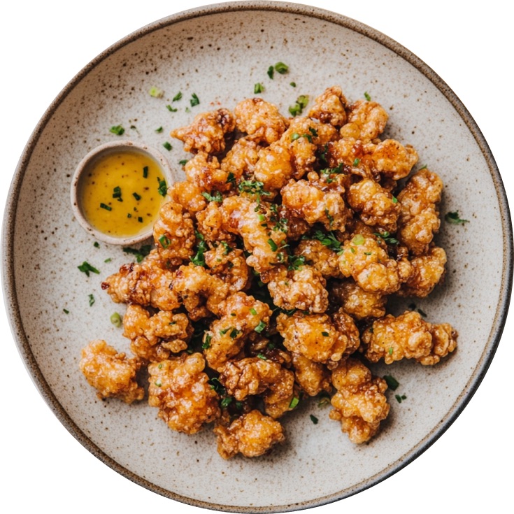 Popcorn Chicken with Honey Mustard Dipping Sauce