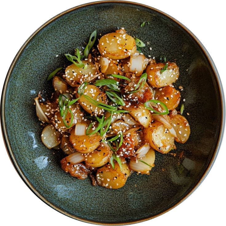 Epically Delicious Kimchi Potatoes with Garlicky Yogurt