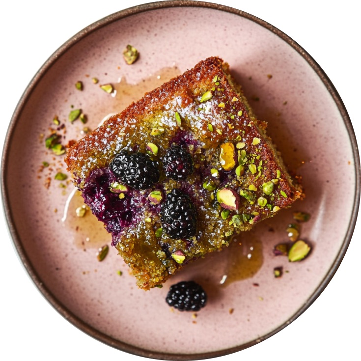 Pistachio & Blackberry Olive Oil Cake