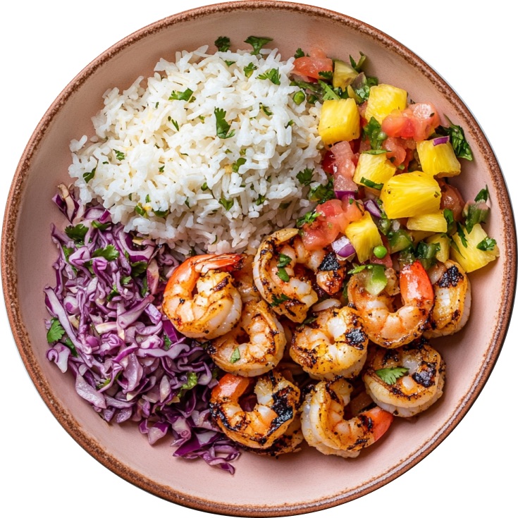 Pineapple Mango Chipotle Shrimp Bowl