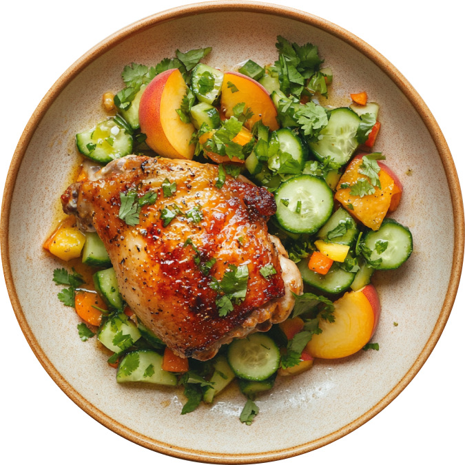 Honey Mustard Grilled Chicken with Peach Salad