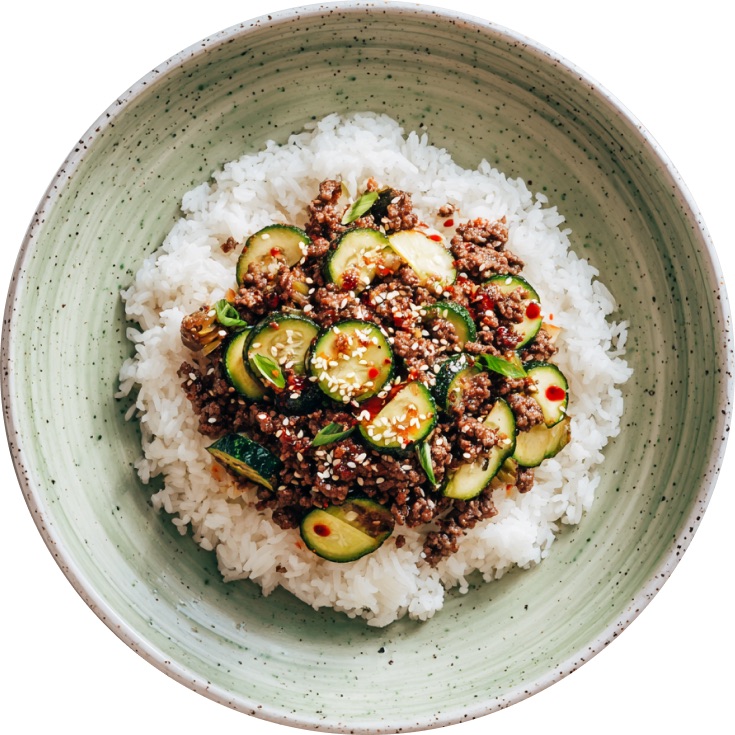 Ginger-Basil Beef and Zucchini Skillet