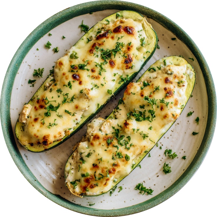 Chicken Alfredo Stuffed Zucchini