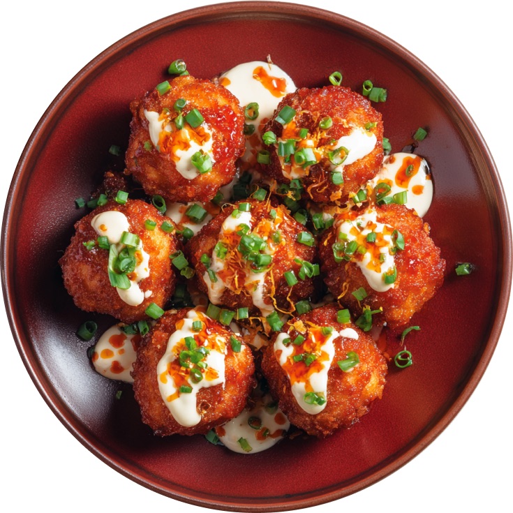 Korean Gochujang Fried Mozzarella Balls