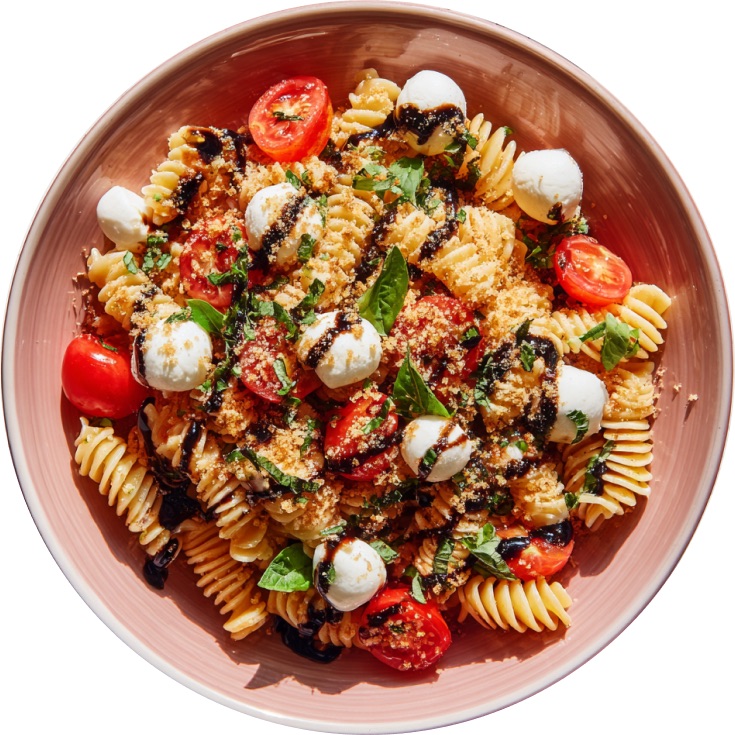 Cherry Tomato Bruschetta Pasta Salad
