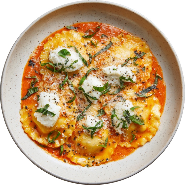 Trader Joe's Burrata and Tomato Ravioloni with Spicy Vodka Sauce
