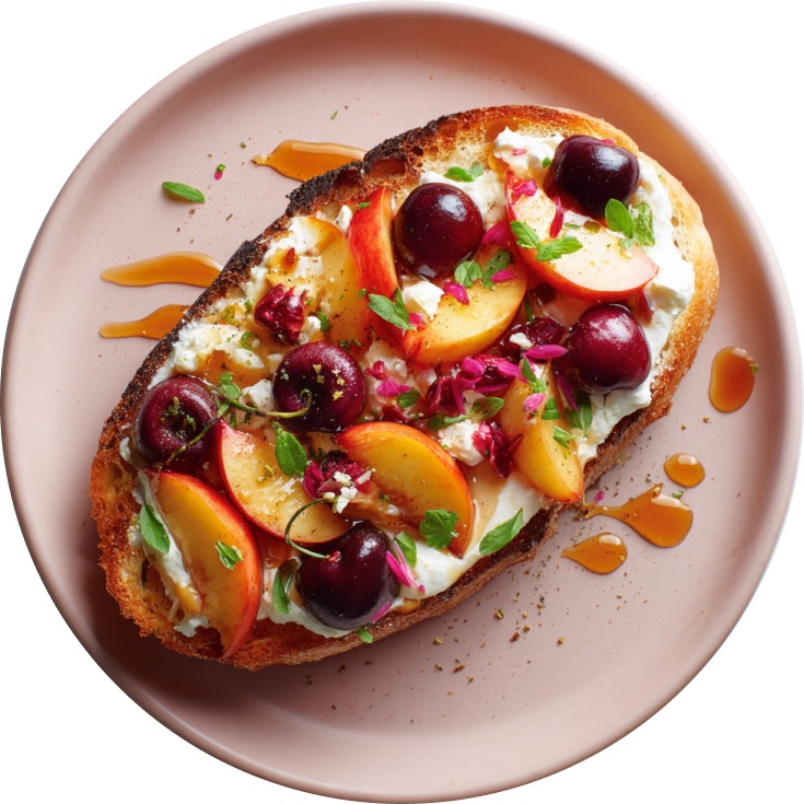 Peach and Burrata Crostini