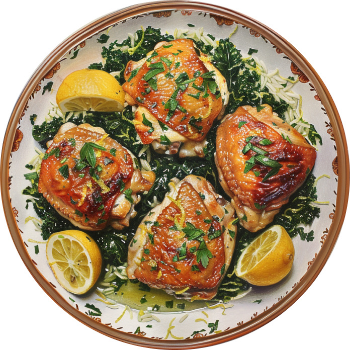 Lemony Chicken Thighs & Rice Bake