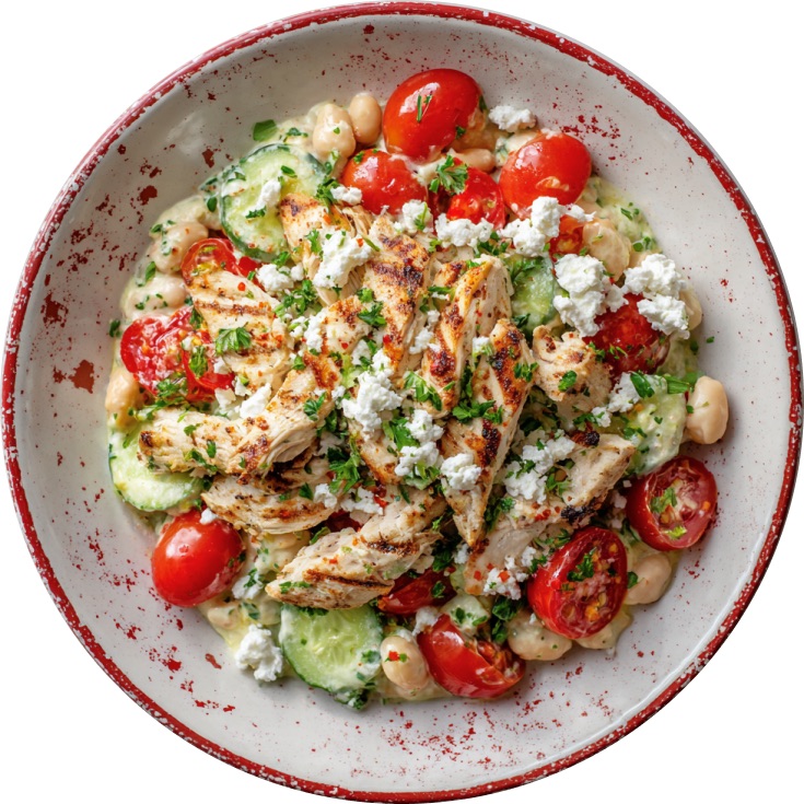 Spicy Feta Butterbean & Chicken Prepable Salad