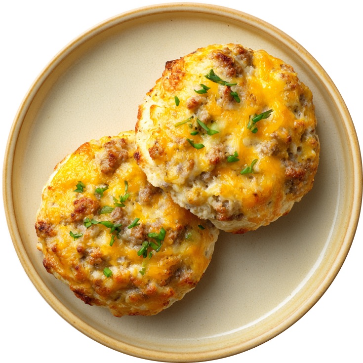 Cheesy Pork, Peppers, & Onion Breakfast Biscuits