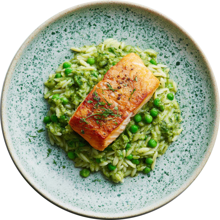 Super Green Orzo With Roasted Salmon