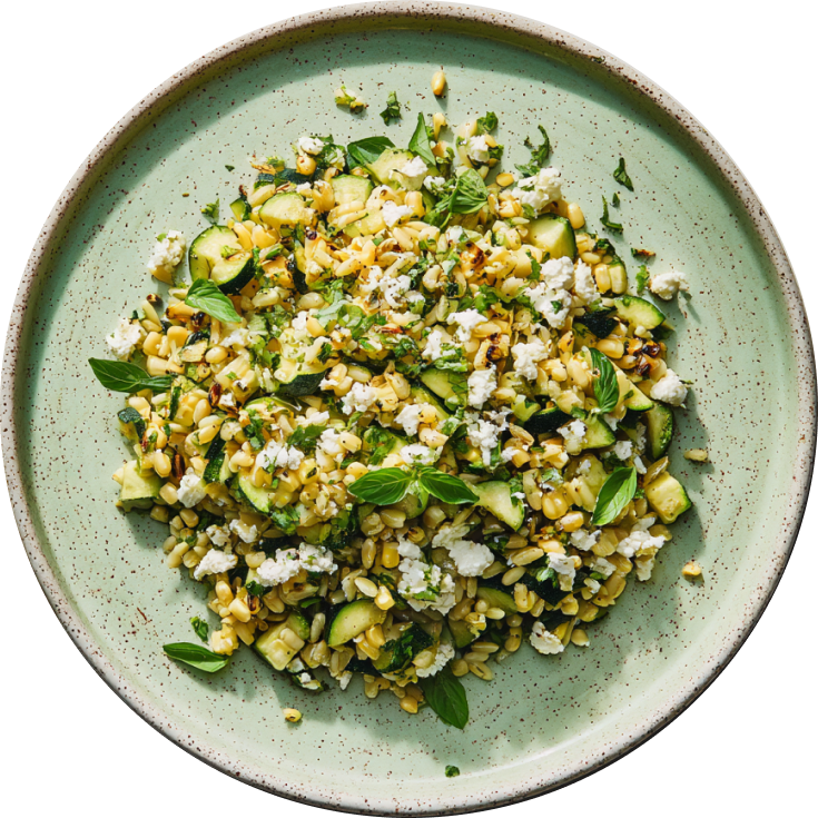 Charred Corn And Zucchini Orzo Salad