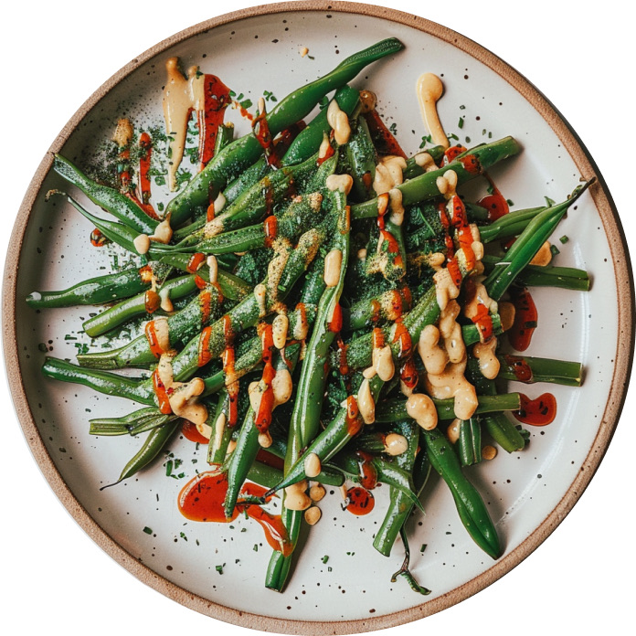 Green Beans with Creamy Tahini & Hot Sauce