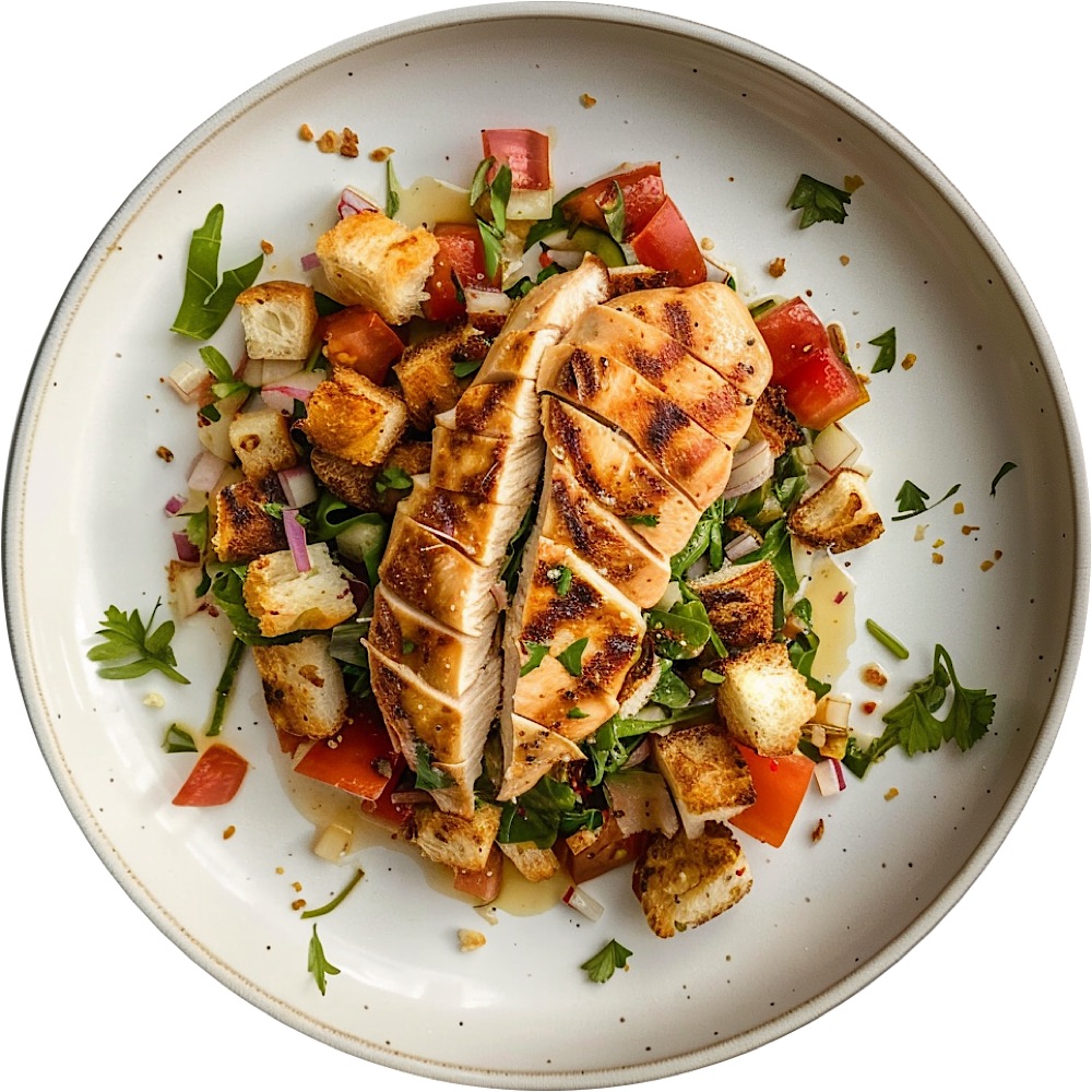 Chicken Breasts with Crispy Bread Salad