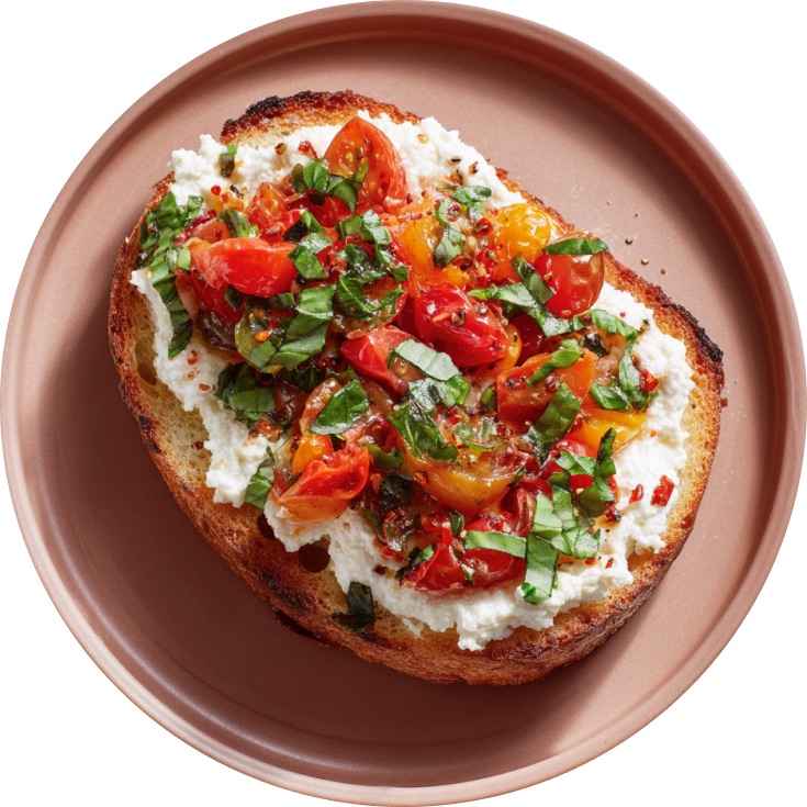 Marinated Heirloom Tomato Ricotta Toast