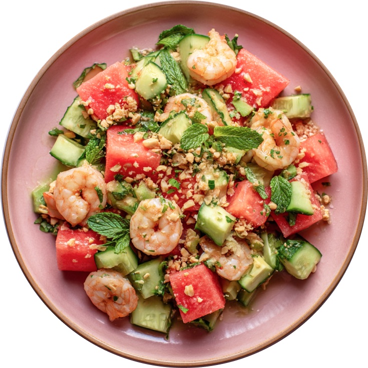 Thai Watermelon Lime Peanut Prawn Salad