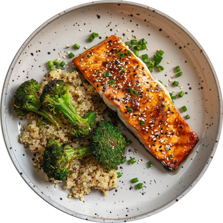 Miso-Glazed Salmon with Coconut Quinoa & Sesame Broccoli