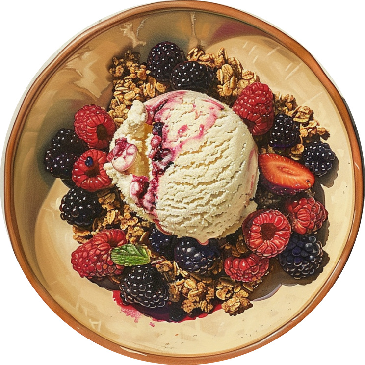 Berry Crumble with Vanilla Ice Cream