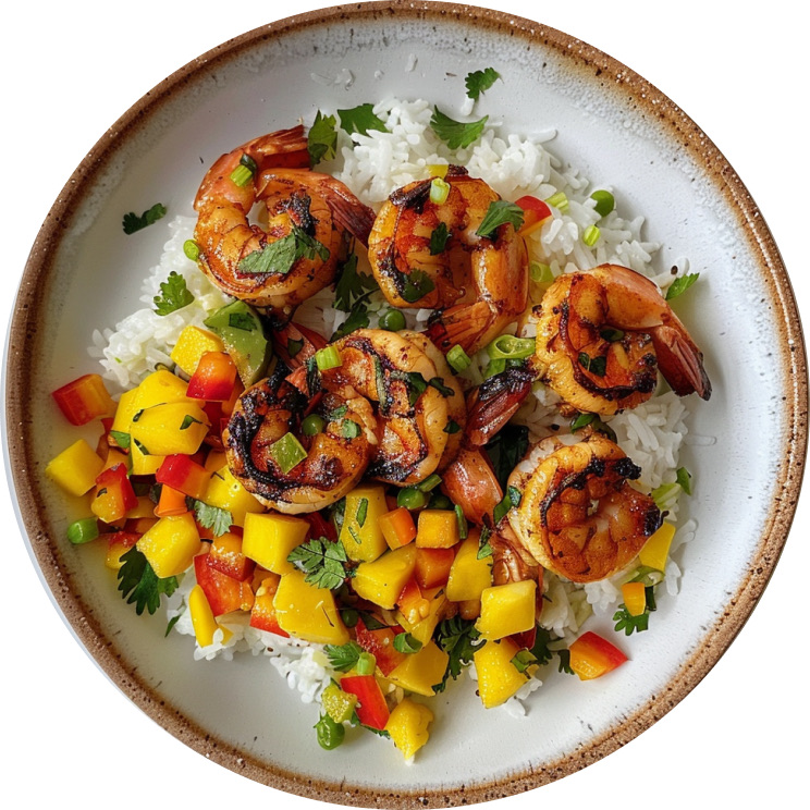Chili-Lime Shrimp with Coconut Rice & Mango Salsa