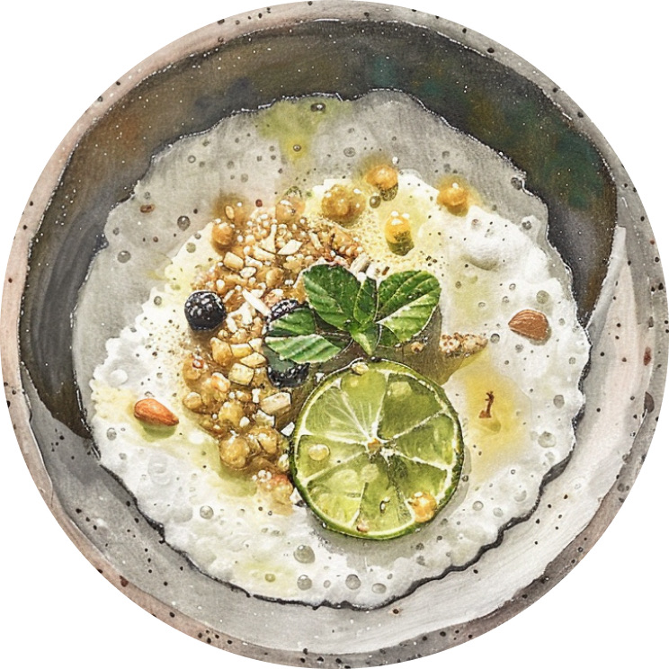 Coconut Tapioca Pudding with Roasted Mulberries and Lime