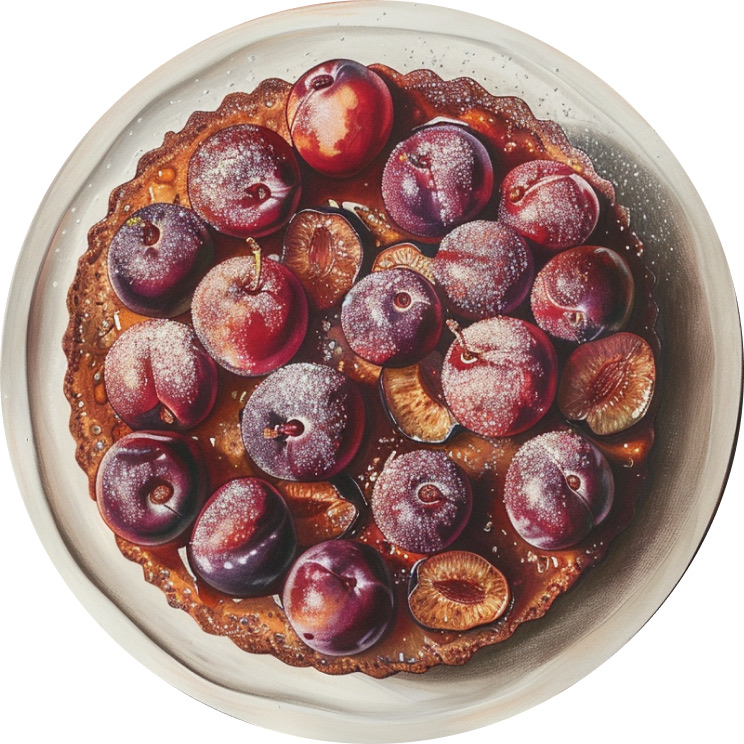 Maple Pudding Cake with Sugared Plums