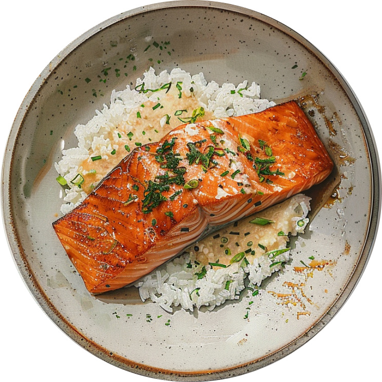 Teriyaki Salmon with Garlic-Ginger Cauliflower Rice