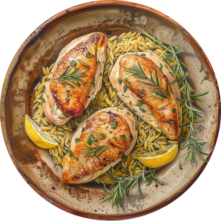 Mediterranean Stuffed Chicken Breasts with Lemon Orzo