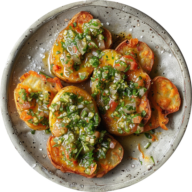 Crispy Smashed Potatoes with Salsa Verde