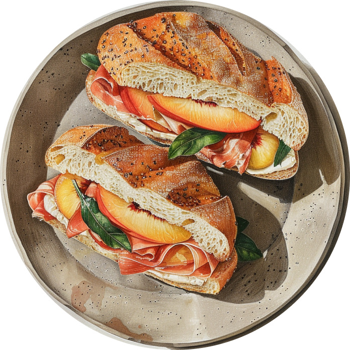 Prosciutto, Peach & Burrata Sandwich