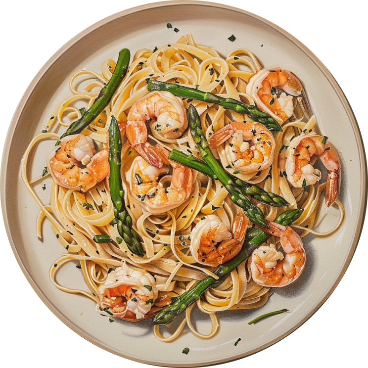 Garlic Butter Shrimp and Asparagus Pasta