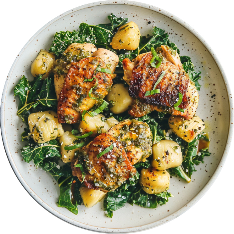 Chargrilled Pesto Chicken with Creamy Kale Gnocchi