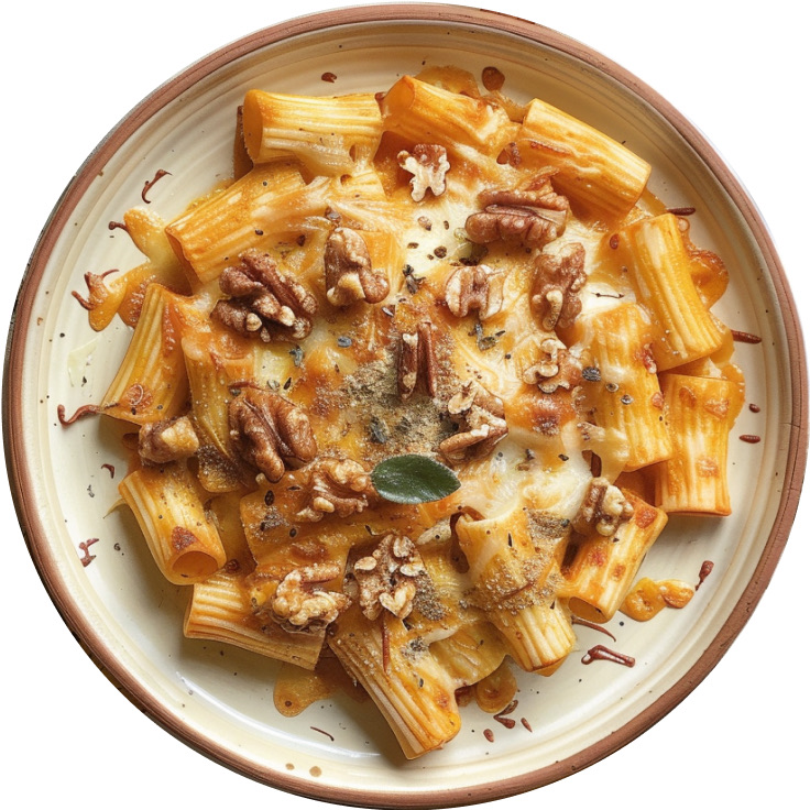 Pumpkin Pasta Bake with Brown Butter Walnuts